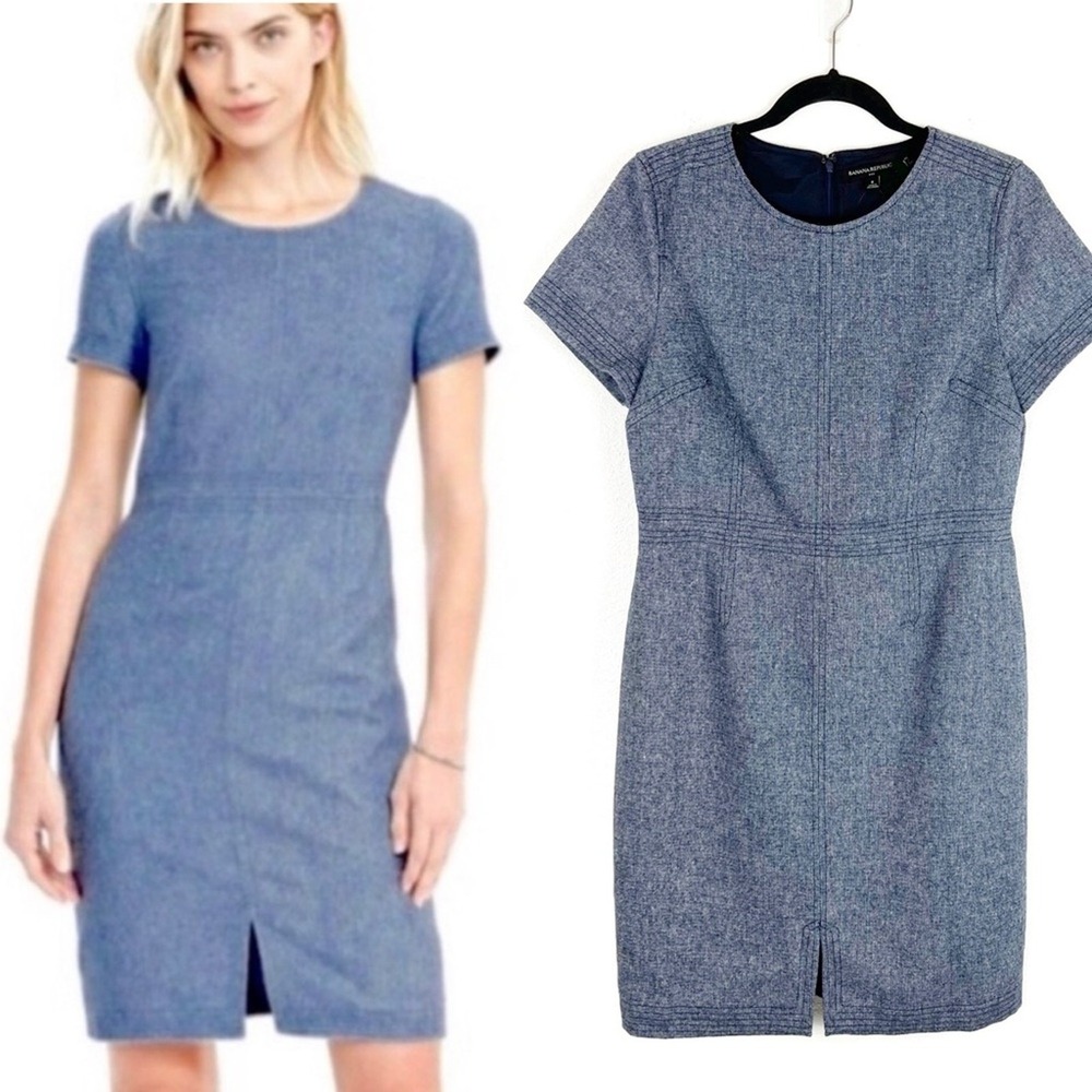 Banana Republic Womens 8 Dress Preppy Chic Wool Blend Minimalist Professional